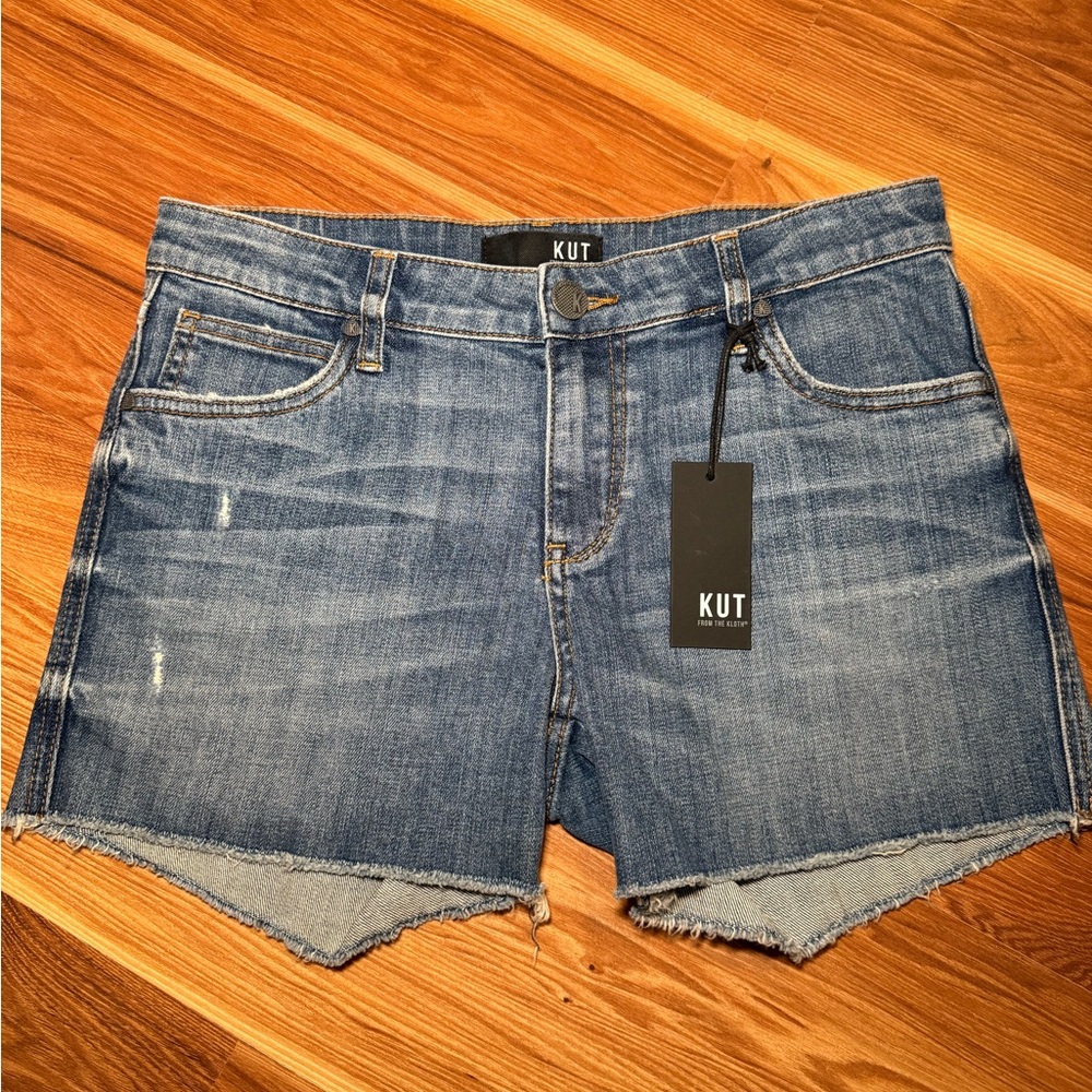 Kut from the Kloth Blue Denim Raw-Hem Shorts